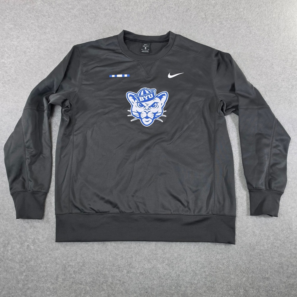 Nike BYU Cougars Dri-FIT Sweatshirt Mens XL Gray Sailor Cougar Pullover